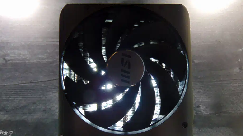 MSI GeForce RTX 4080 SUPER EXPERT Light Shown Through Metal Mesh