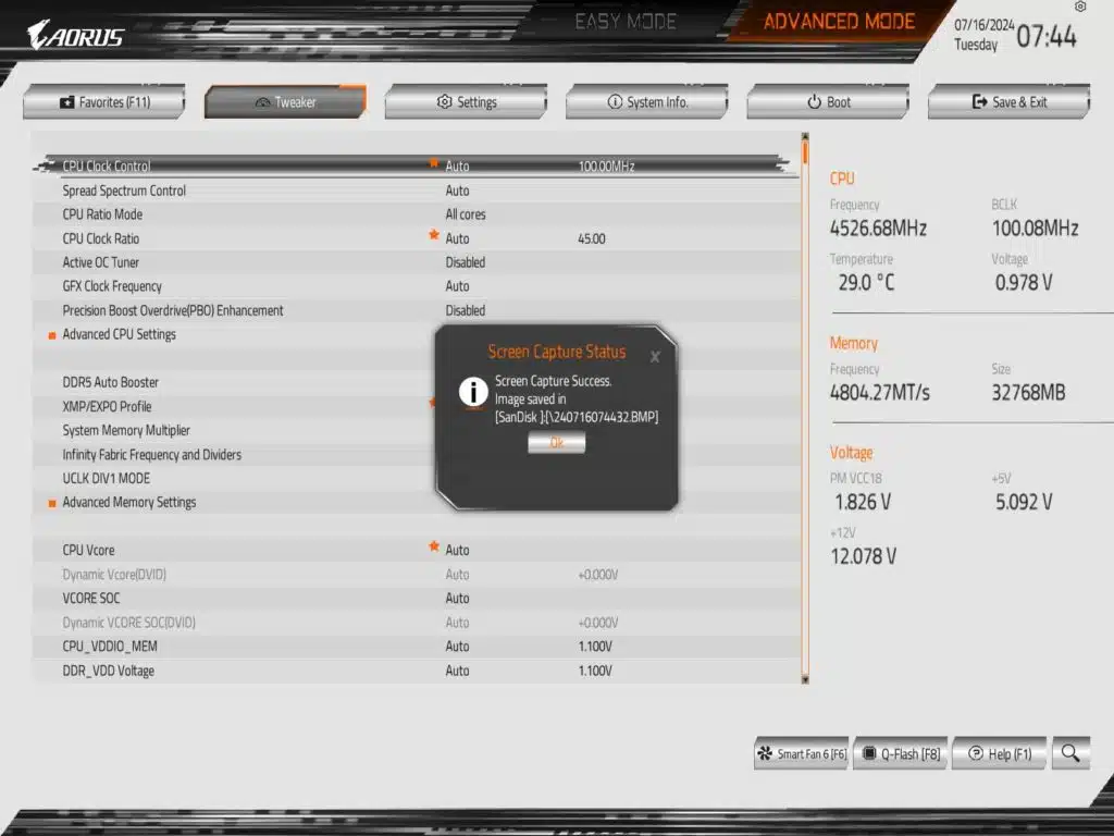 BIOS Screenshot