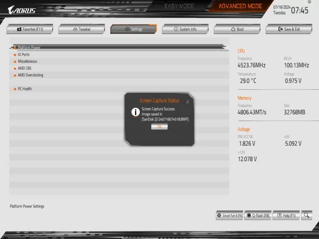 BIOS Screenshot