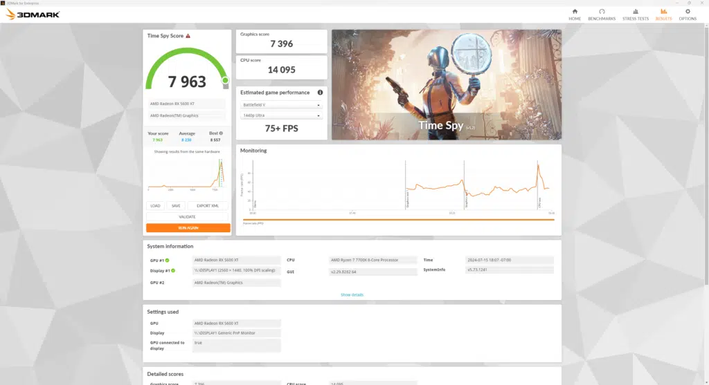 3DMark Time spy result