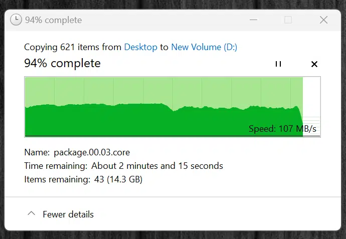 Netac NV7000-Q 1TB PCIe Gen4x4 NVMe SSD Slow File Copy Screenshot