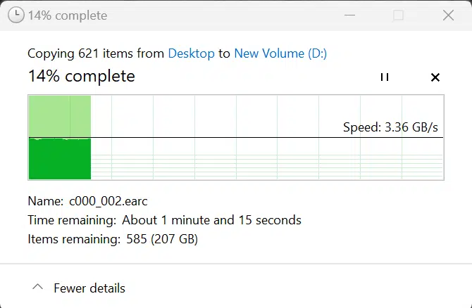 Netac NV7000-Q 1TB PCIe Gen4x4 NVMe SSD Fast File Copy Screenshot