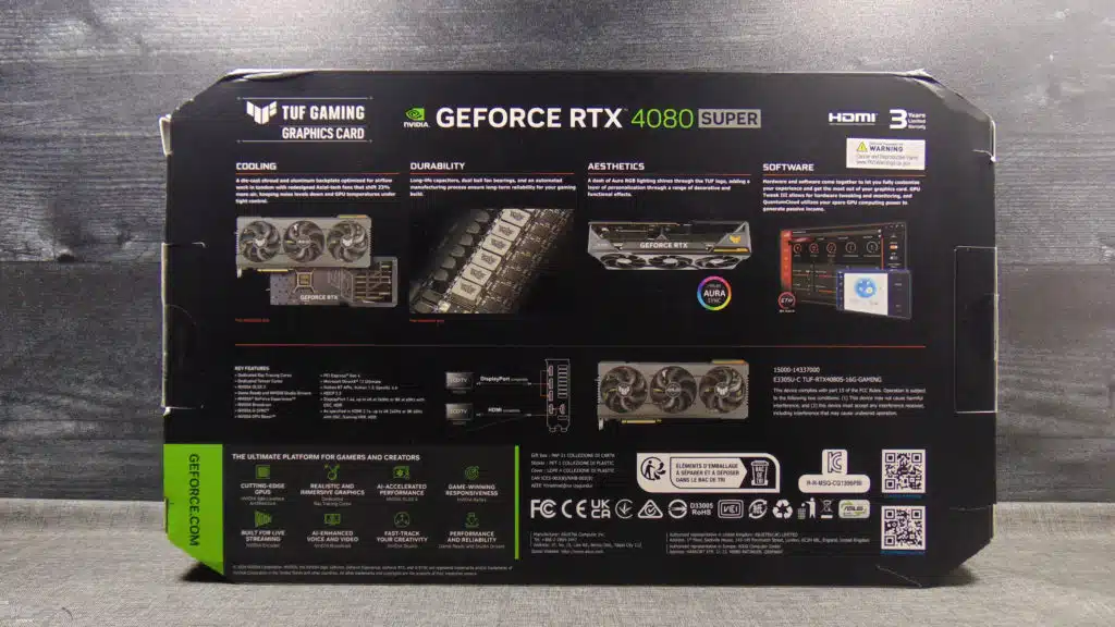 ASUS TUF Gaming GeForce RTX 4080 SUPER Box Back