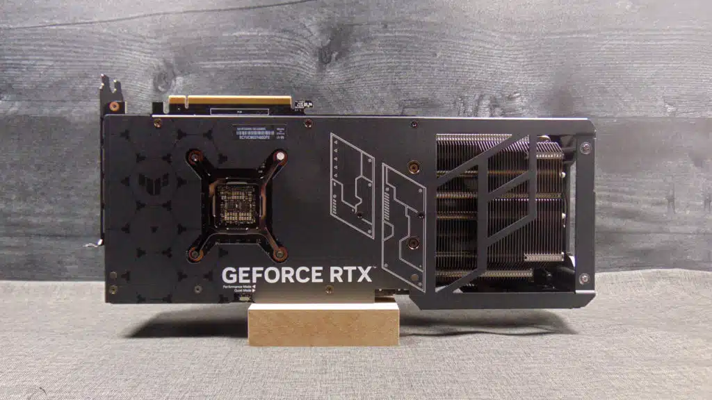 ASUS TUF Gaming GeForce RTX 4080 SUPER Sitting Up On Desk Back View