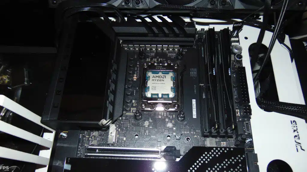 AMD Ryzen 5 9600X Zoomed Out CPU Installed in Computer Top Down