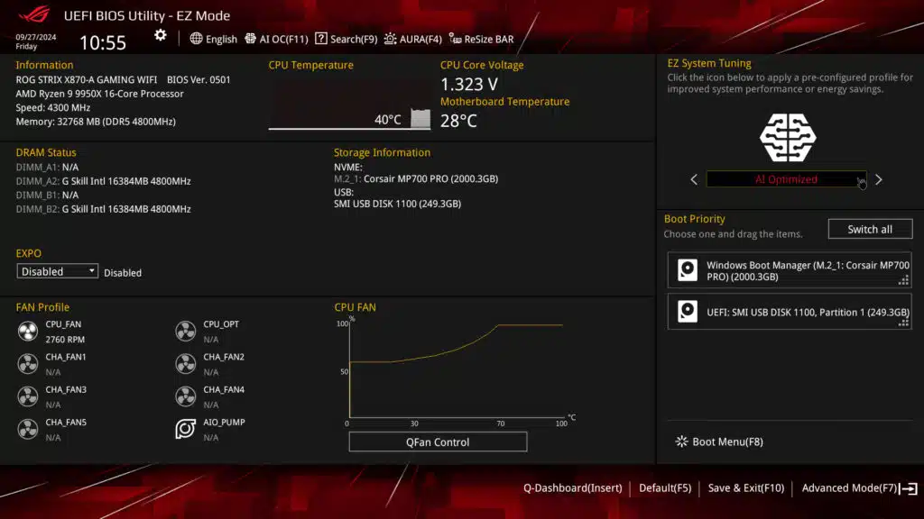 ASUS ROG STRIX X870-A GAMING WiFi Motherboard UEFI