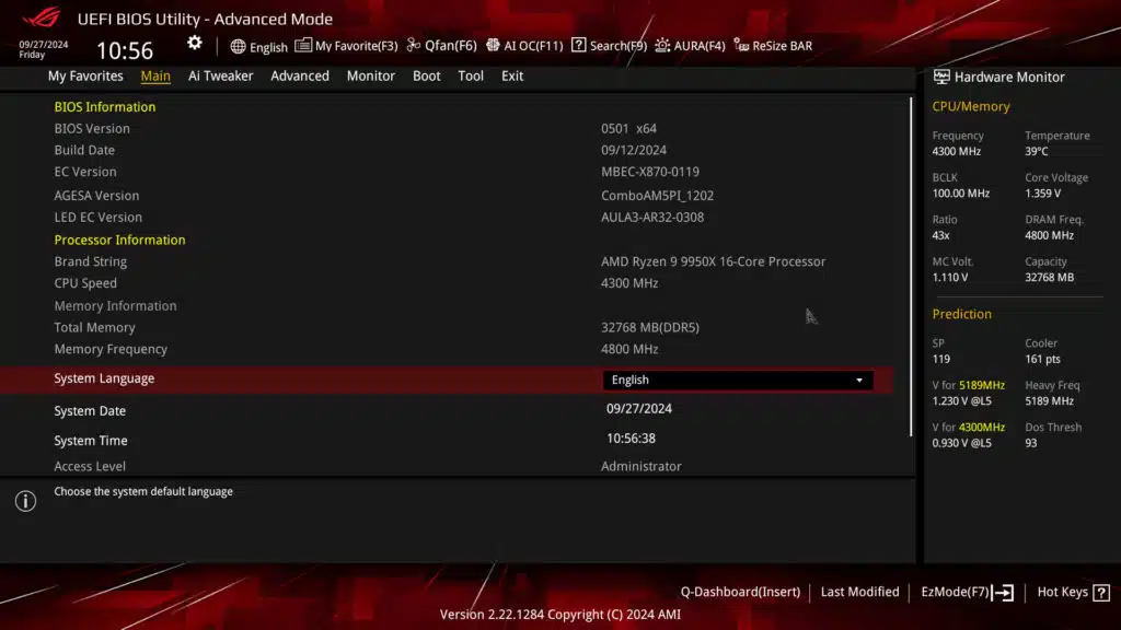 ASUS ROG STRIX X870-A GAMING WiFi Motherboard UEFI