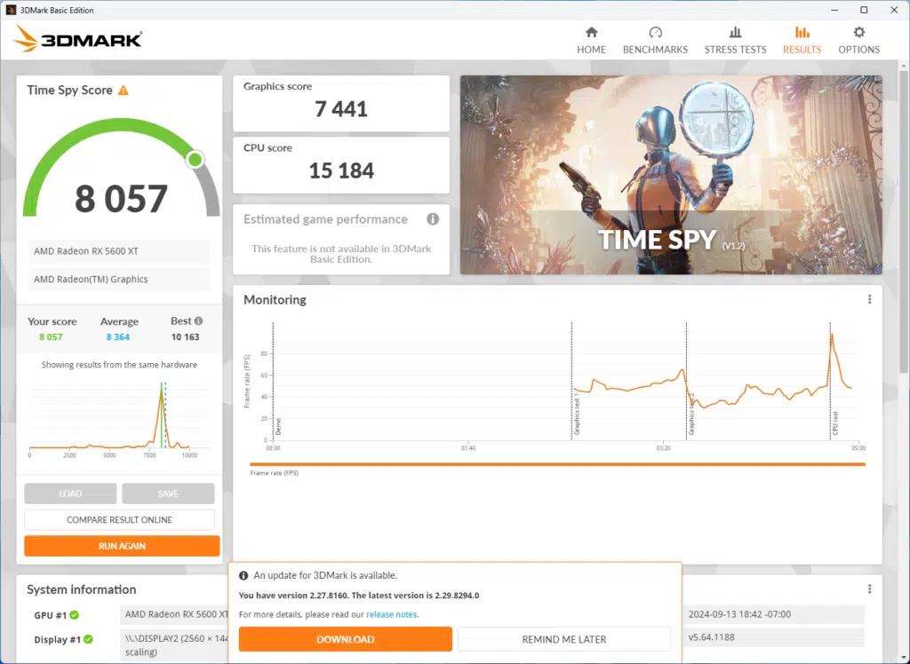 3DMark Time Spy result