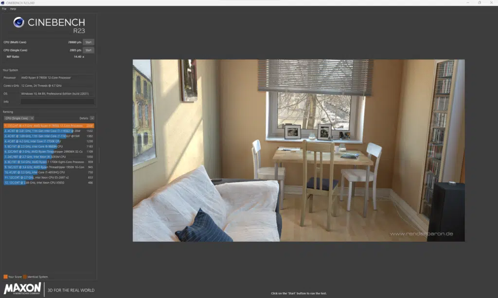 Cinebench result