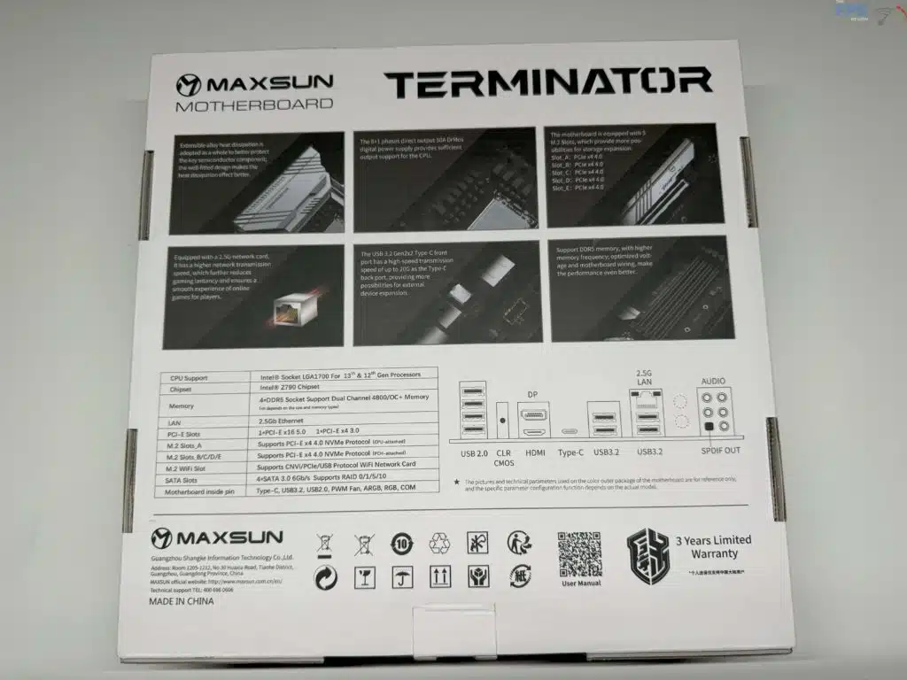 Back of motherboard box