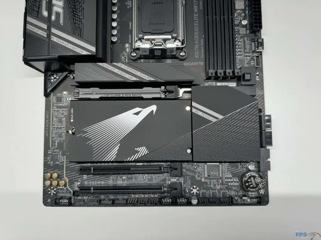 Bottom half of motherboard