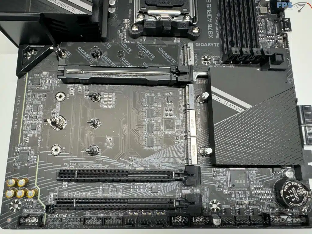 Bottom half of motherboard exposed