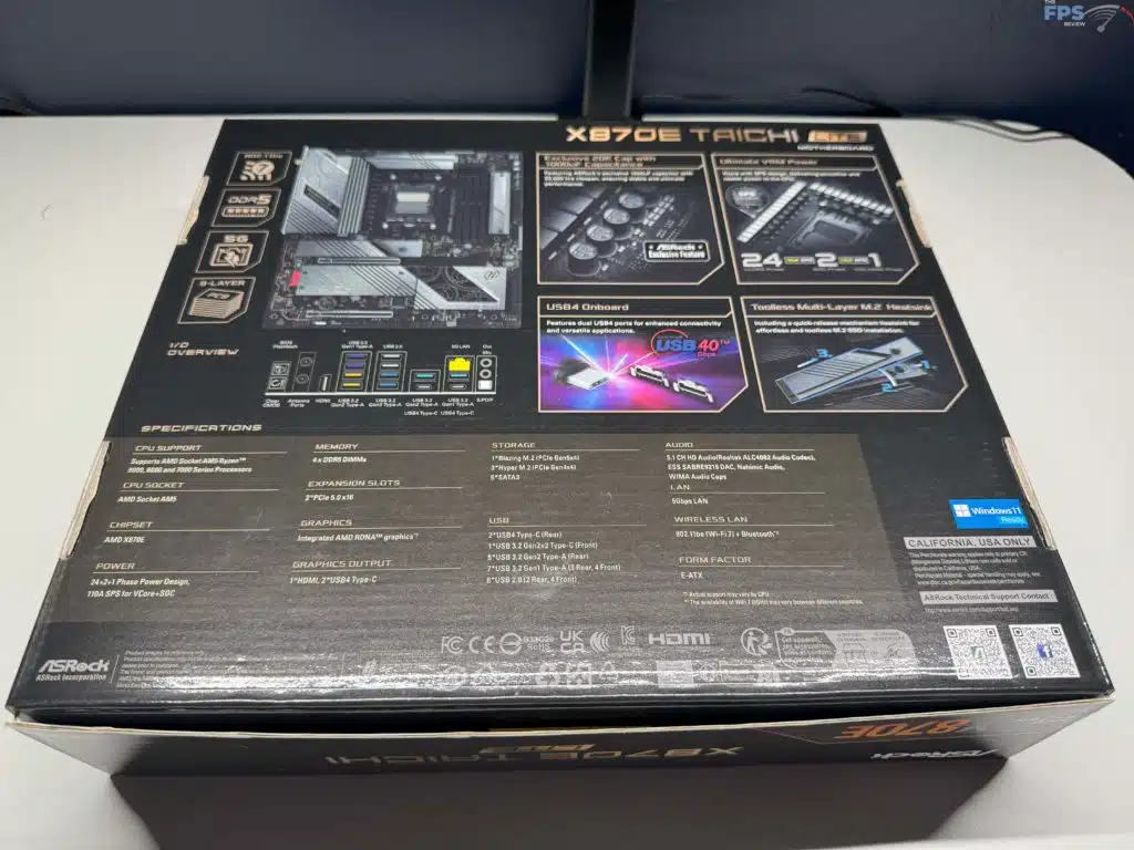 Rear of motherboard box
