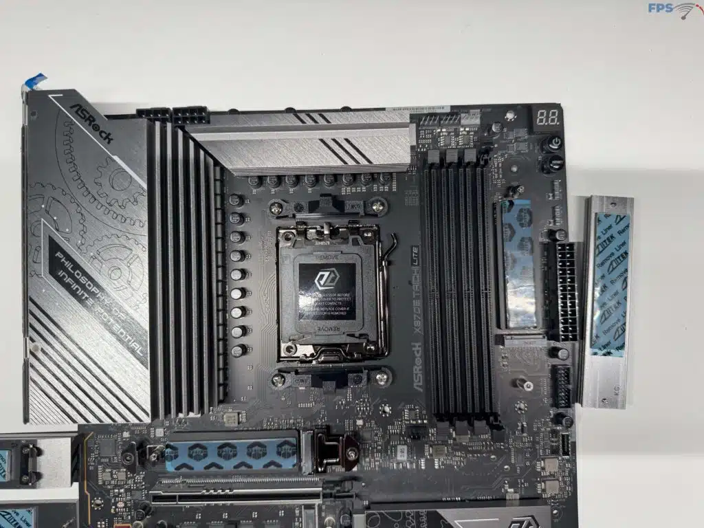 Top half of motherboard M.2 drive cover removed