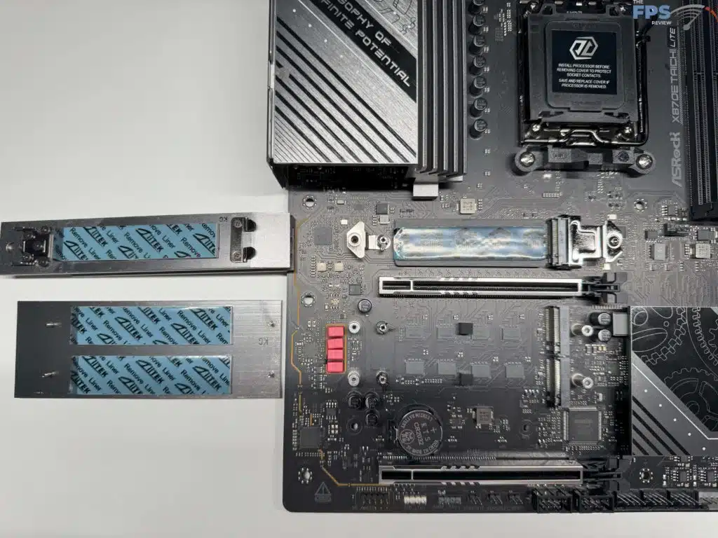 Bottom half of motherboard M.2 drive cover removed