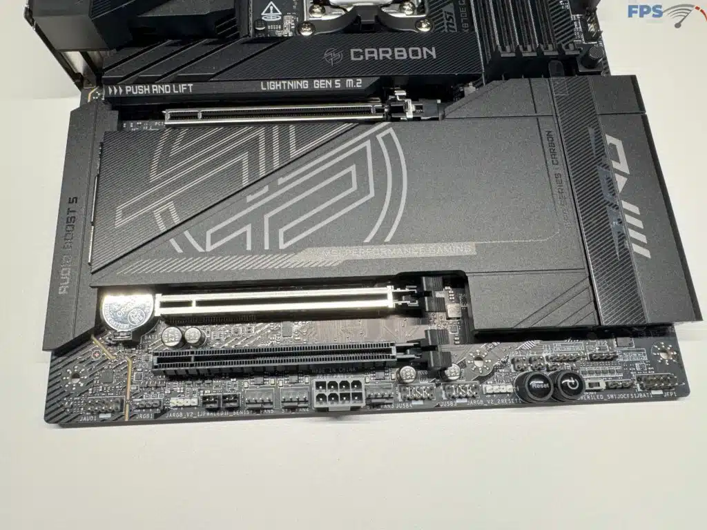 Bottom half of motherboard