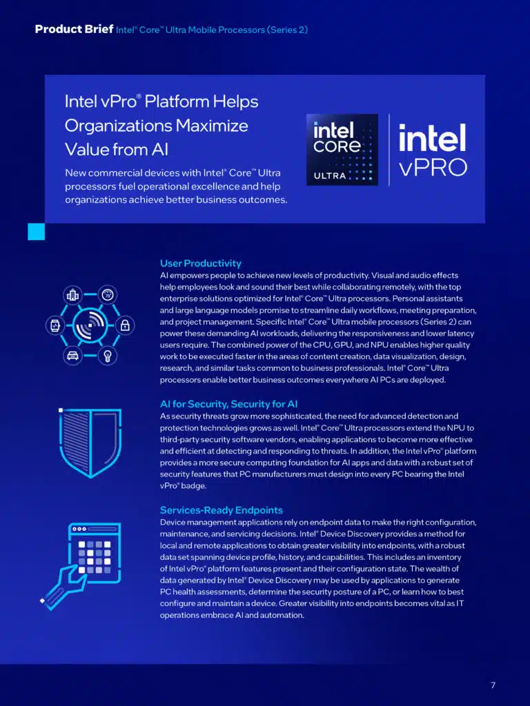Intel Core Ultra 200V Series Processors Series 2 Product Brief