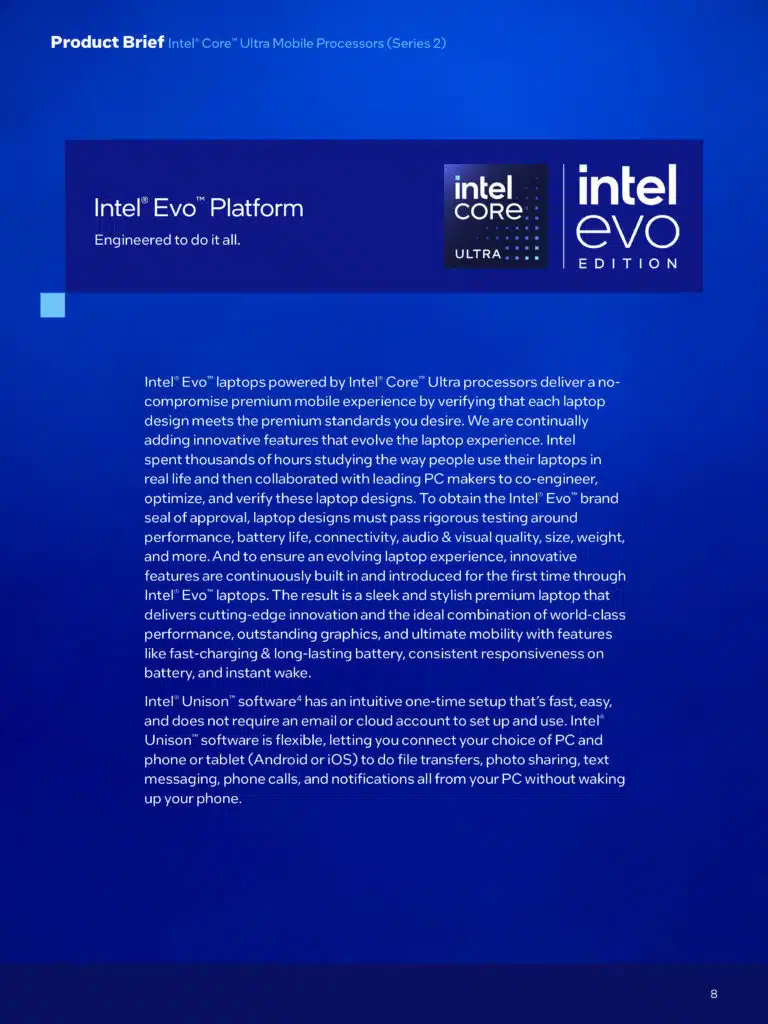 Intel Core Ultra 200V Series Processors Series 2 Product Brief