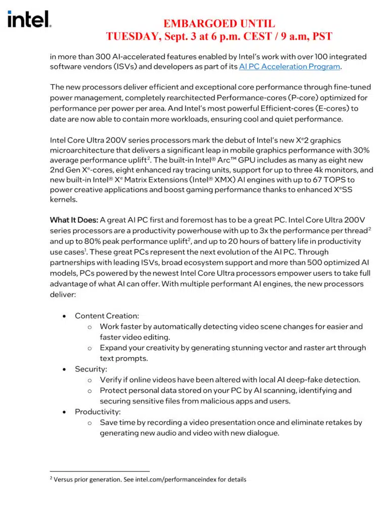 Intel Core Ultra 200V Series Processors Series 2 Press Release