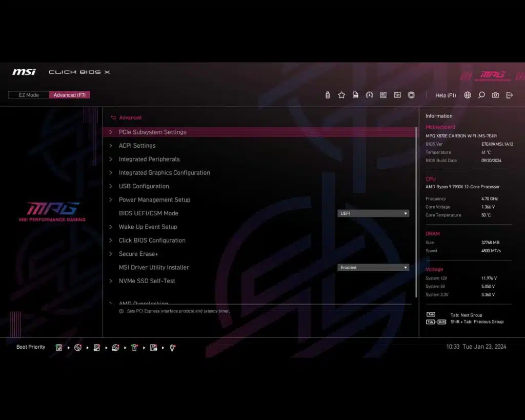 BIOS Screen