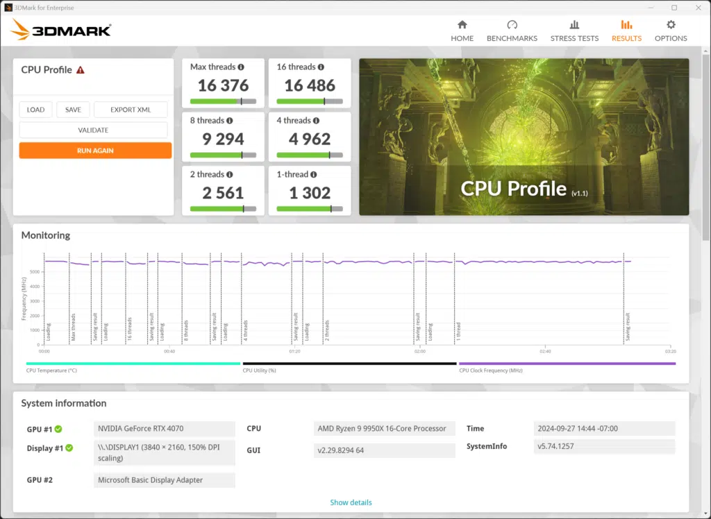 ASUS ROG STRIX X870-A GAMING WiFi Motherboard 3DMark CPU Profile