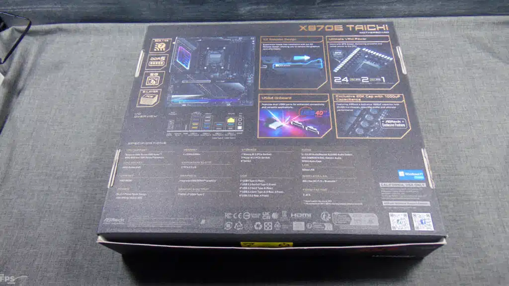 ASRock X870E Taichi Motherboard Box Back