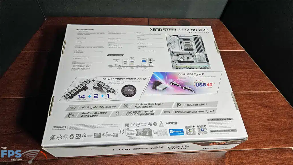 ASRock X870 Steel Legend WiFi motherboard box back