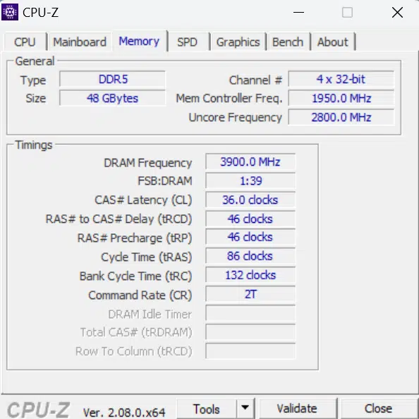 KLEVV CRAS V RGB DDR5 48GB (2x24GB) 7600MHz Memory overclocked memory tab