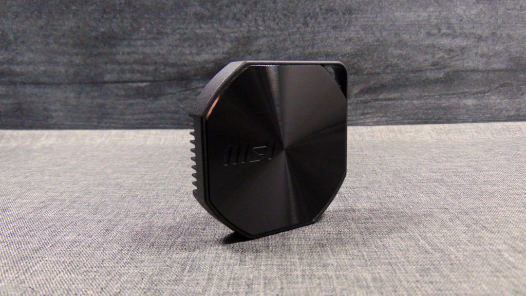 MSI DATAMAG 20Gbps Magnetic Portable SSD Standing Up Front View