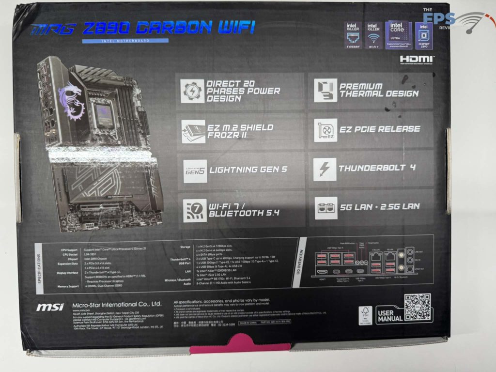 Rear of box