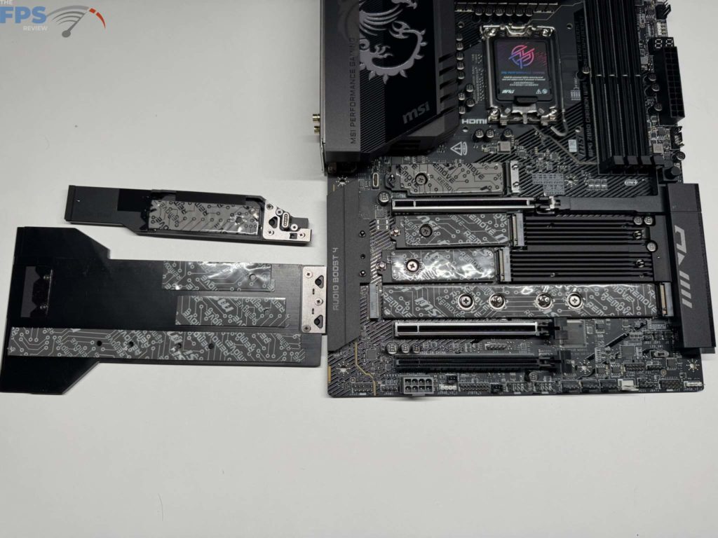 Bottom of motherboard with M.2 cooling removed