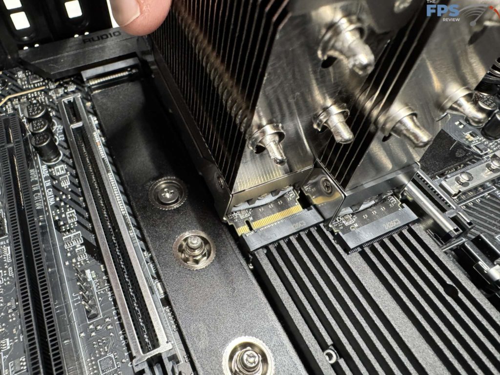 Closeup of fitment issue with M.2 drives