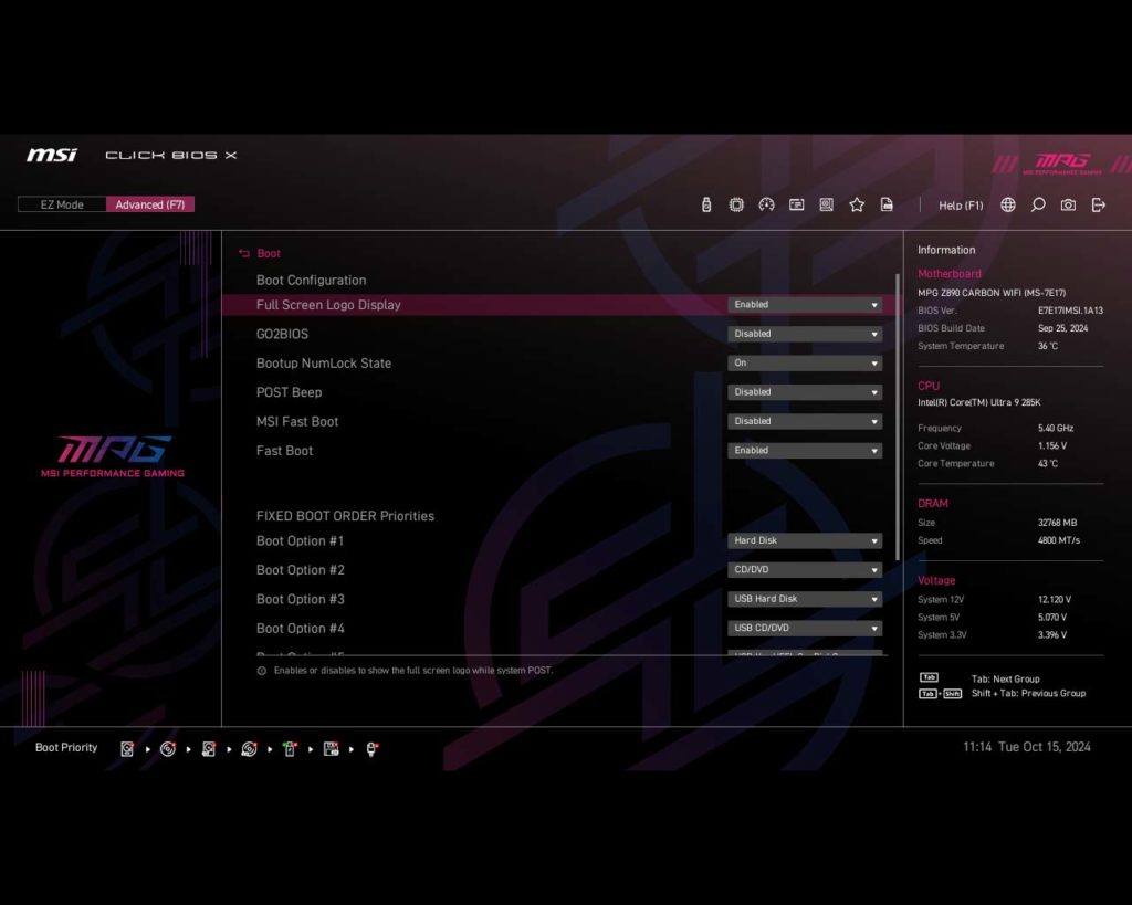 BIOS Screenshot