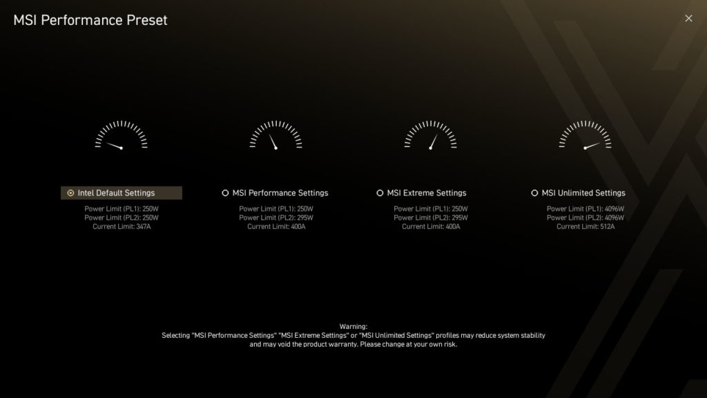 MSI MEG Z890 ACE BIOS Screenshot