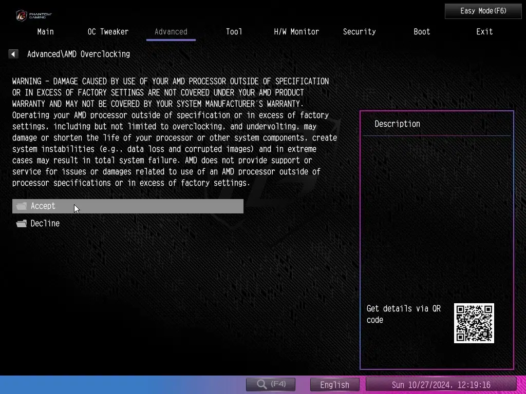 ASRock Phantom Gaming X870E NOVA WiFi motherboard: BIOS screenshot