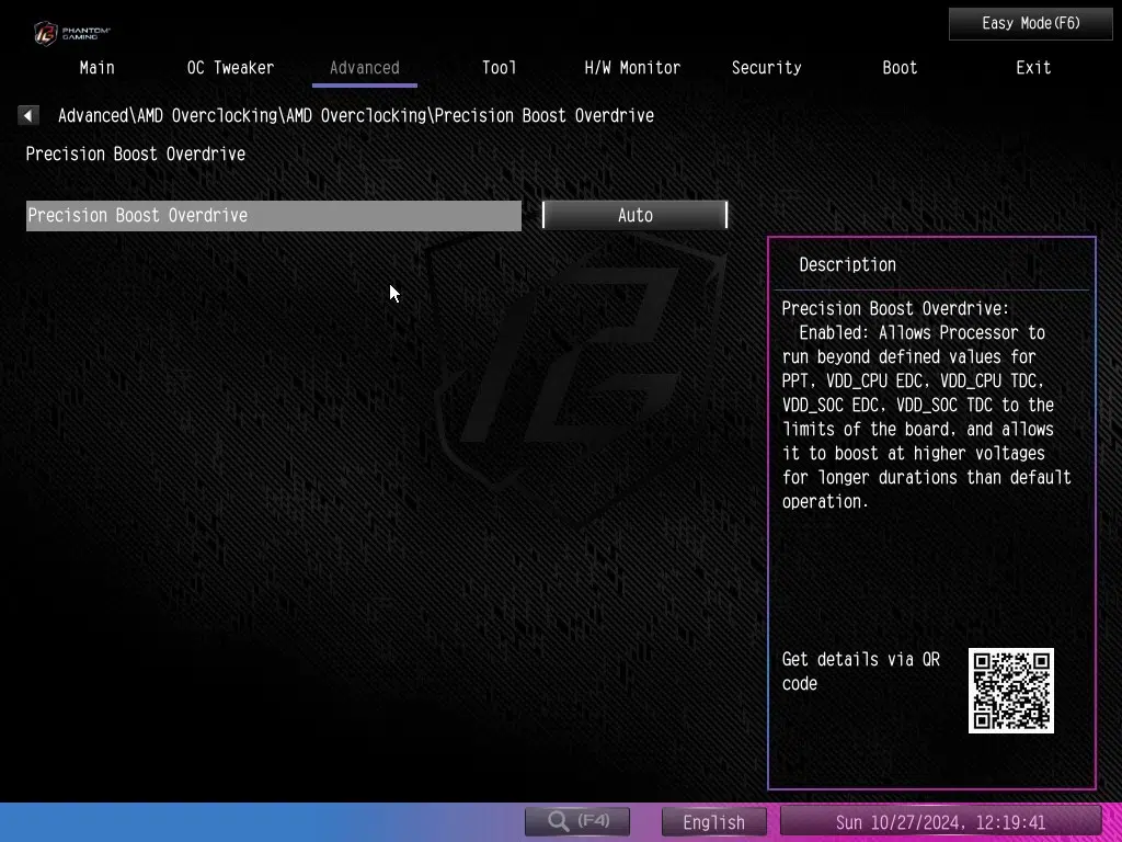 ASRock Phantom Gaming X870E NOVA WiFi motherboard: BIOS screenshot