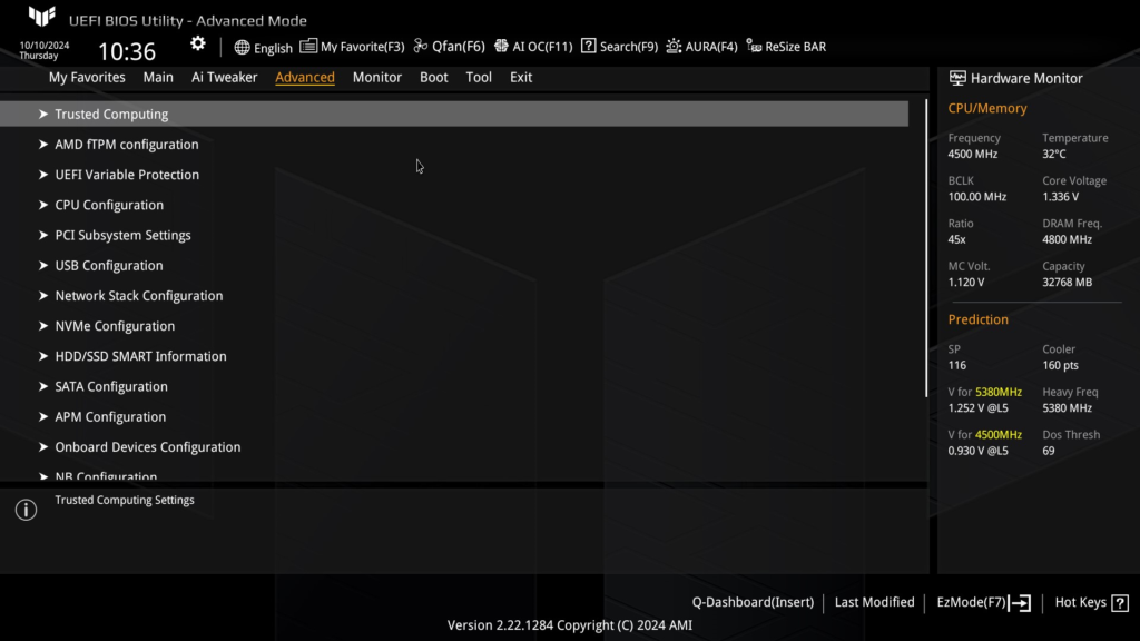 ASUS TUF GAMING X870-Plus WiFi motherboard: BIOS Screenshot