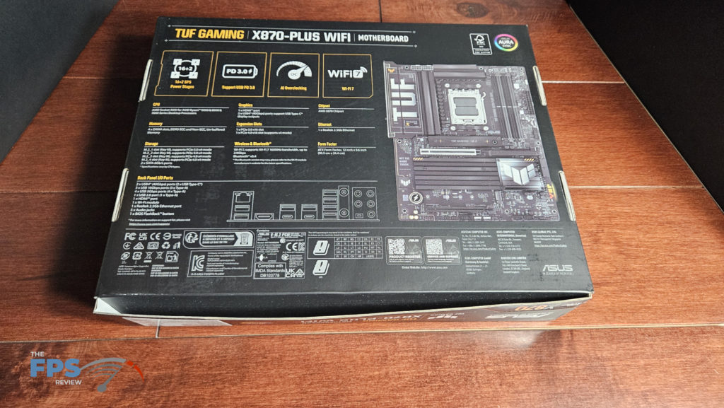 ASUS TUF GAMING X870-Plus WiFi motherboard: Box Back