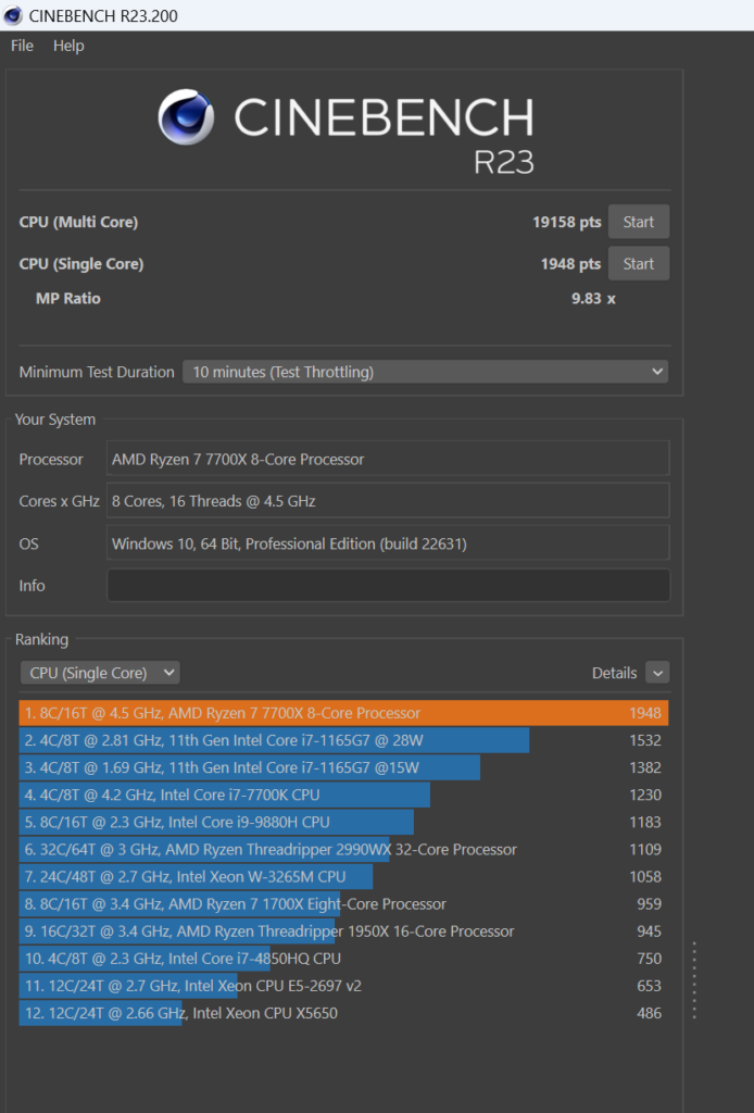 ASRock Phantom Gaming X870E NOVA WiFi motherboard: Cinebench R23
