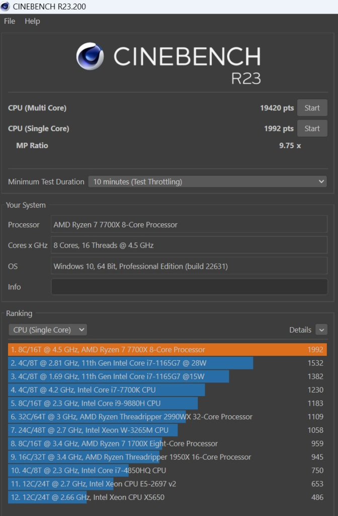 ASRock Phantom Gaming X870 RIPTIDE WiFi: cinebench R23