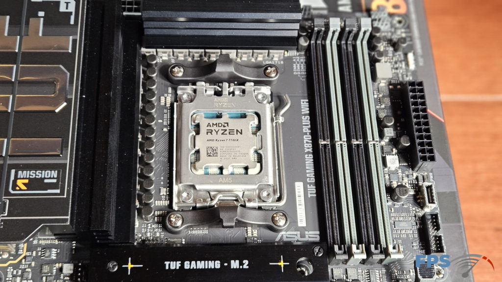 ASUS TUF GAMING X870-Plus WiFi motherboard: CPU installed closeup