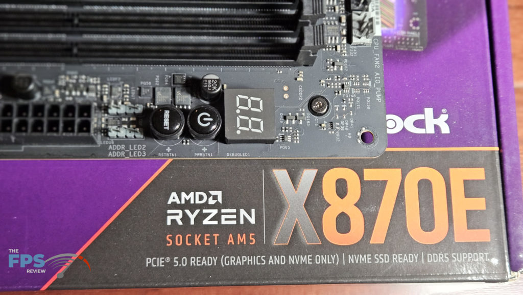 ASRock Phantom Gaming X870E NOVA WiFi motherboard: Debug and buttons