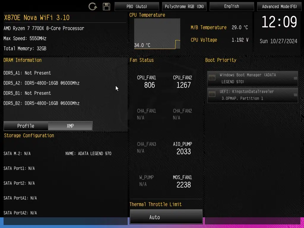 ASRock Phantom Gaming X870E NOVA WiFi motherboard: BIOS screenshot
