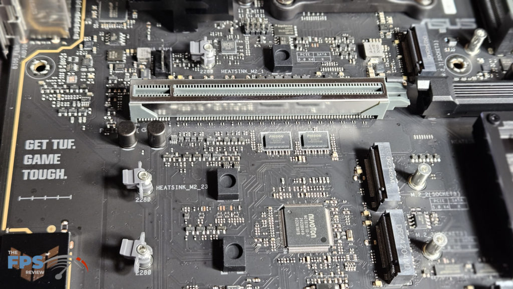 ASUS TUF GAMING X870-Plus WiFi motherboard: expansion area, M.2 latches