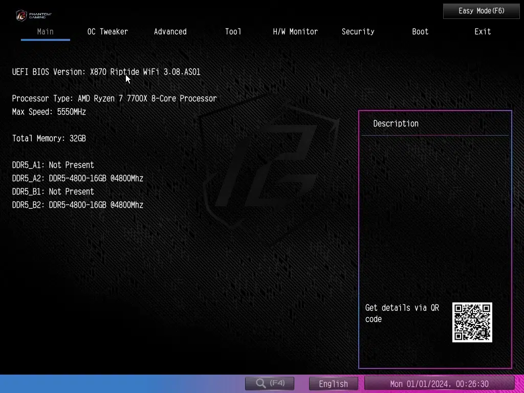ASRock Phantom Gaming X870 RIPTIDE WiFi: BIOS