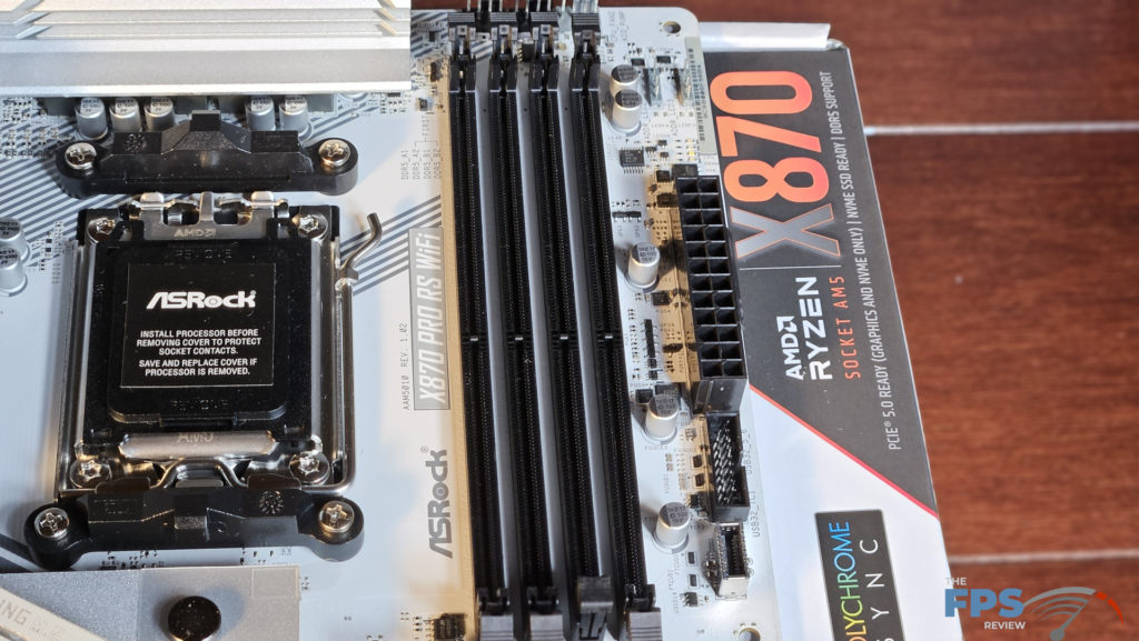 ASRock X870 Pro RS WiFi motherboard: cpu socket and RAM sockets