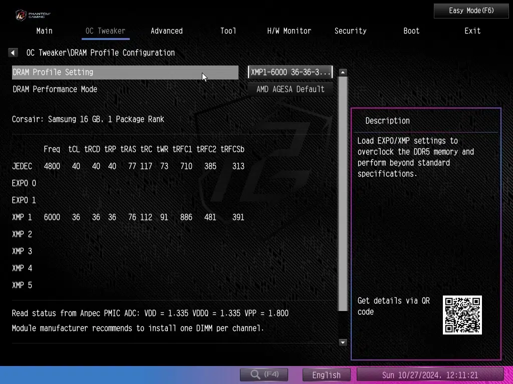 ASRock Phantom Gaming X870E NOVA WiFi motherboard: BIOS screenshot