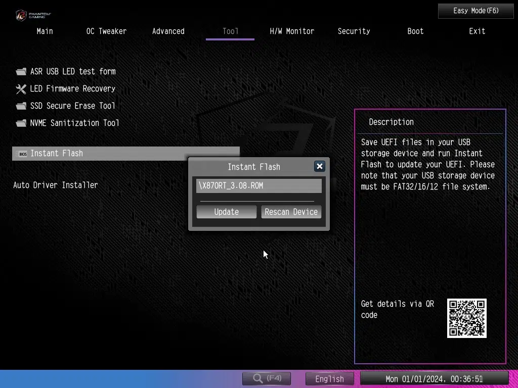 ASRock Phantom Gaming X870 RIPTIDE WiFi: BIOS