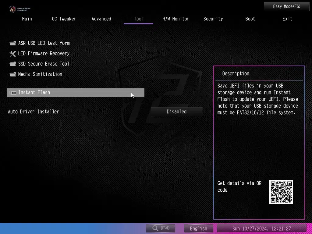 ASRock Phantom Gaming X870E NOVA WiFi motherboard: BIOS screenshot