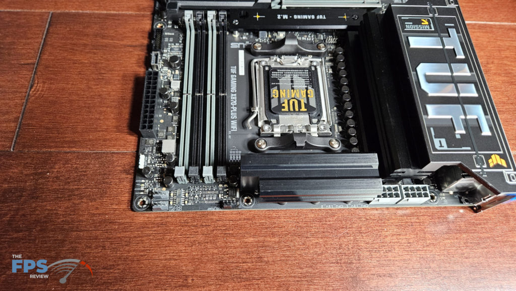 ASUS TUF GAMING X870-Plus WiFi motherboard: VRM, board top row I/O